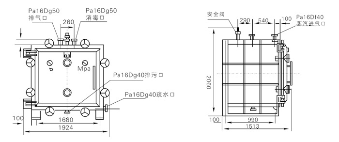 方形靜態真空幹燥機結構示意圖 方形靜態真空(kōng)幹燥機結(jié)構示意圖