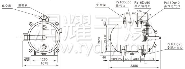 圓形靜態真空幹(gàn)燥機結構示意圖 圓(yuán)形靜態真空幹燥機結構(gòu)示意(yì)圖